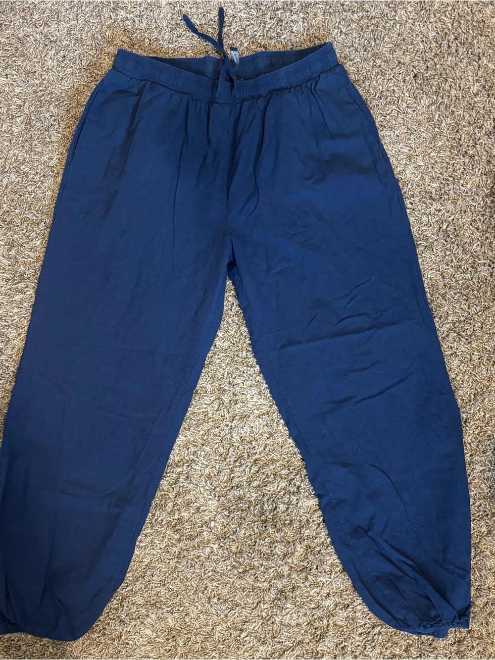 Wide-Leg Drawstring Pants in Navy